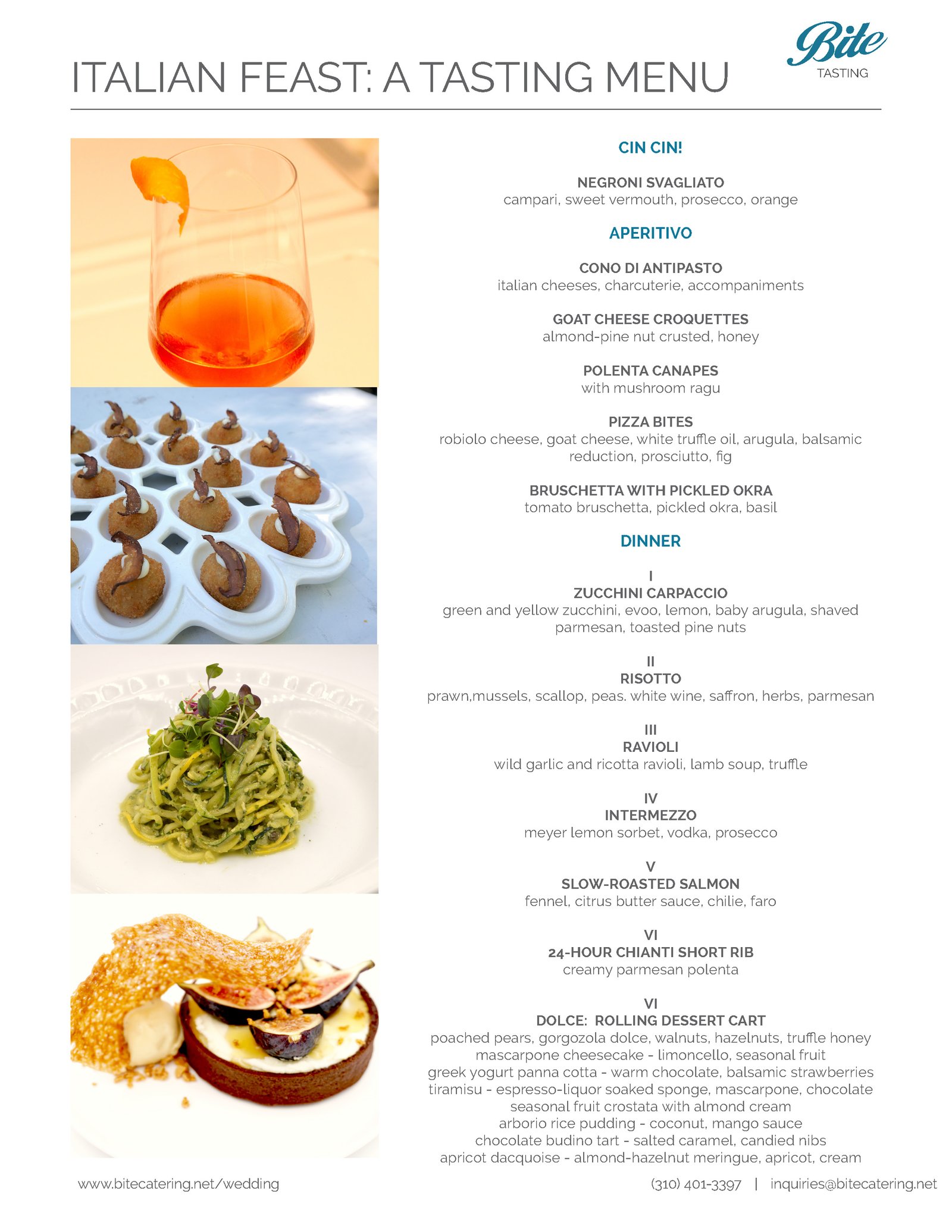 Italian Feast:  A Tasting Menu